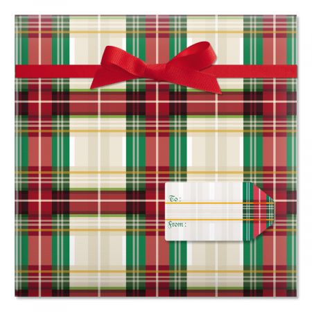 Classic Plaid Jumbo Rolled Gift Wrap and Labels