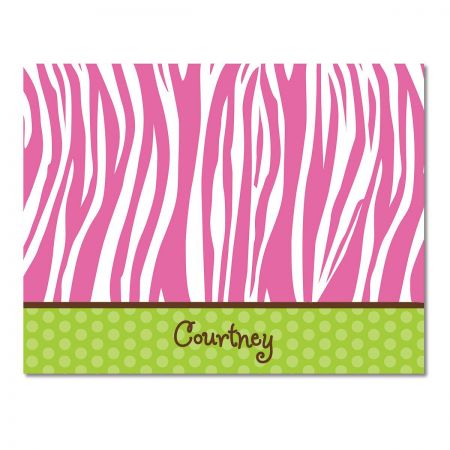 Pink Zebra Personalized Note Cards