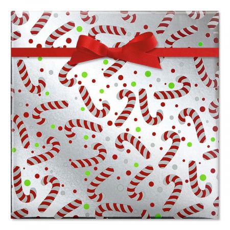 Candy Canes Foil Rolled Gift Wrap