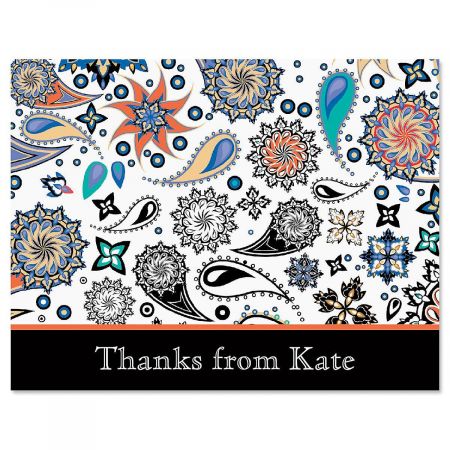 Color Paisley Personalized Thank You Cards
