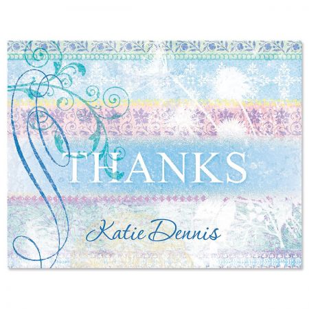Antique Blues Personalized Thank You Cards