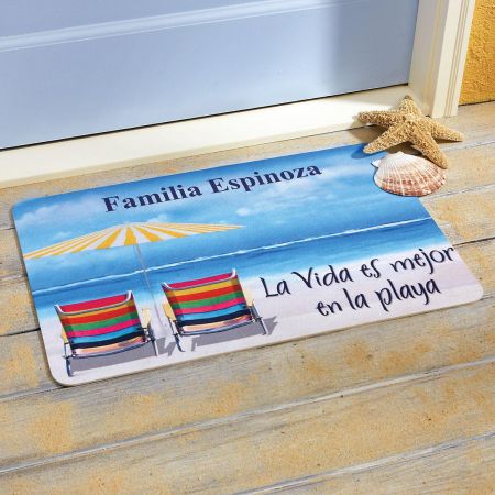 Mejor en la Playa Personalized Welcome Doormat