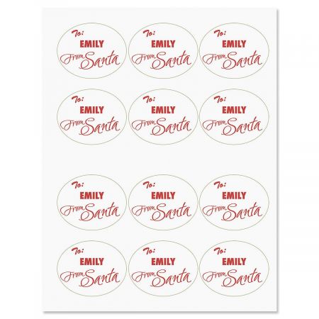 CHC05 16x 40x35mm Santa Merry Christmas Personalised Present Stickers/Labels 