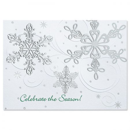 Snow Swirls Deluxe Christmas Cards - Set of 14