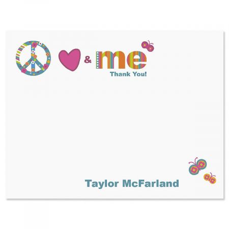 Peace, Love & Me Personalized Thank You Cards