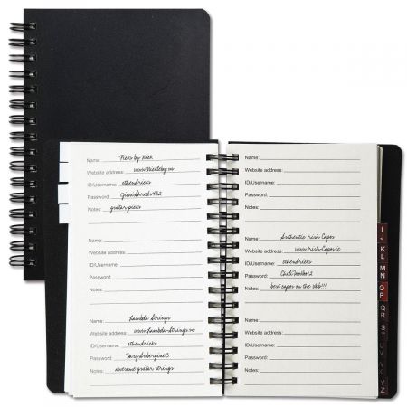 Portable Password Book 2 Pieces Password Organizer Spiral Bound Password Keeper Metal Address Book with Pen Management Password Notebook for Website Address Username Password Pages 3.5 x 4.3 Inches 
