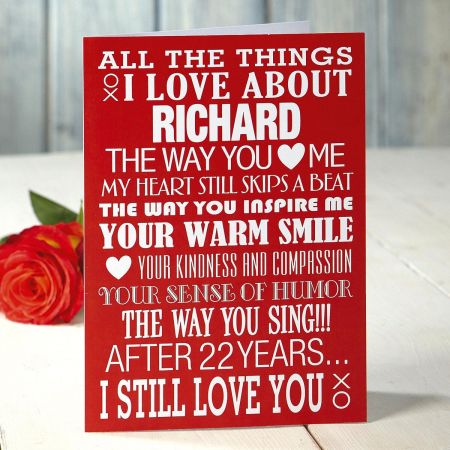 All The Things I Love About You Personalized Valentine Card