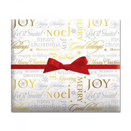 Metallic Script Jumbo Rolled Gift Wrap