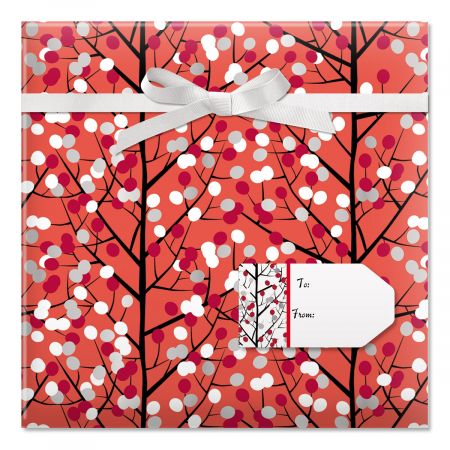 Branches & Dots Jumbo Rolled Gift Wrap and Labels
