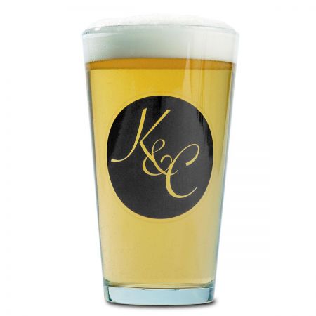 Pint Personalized Beer Glass - Circle Intial