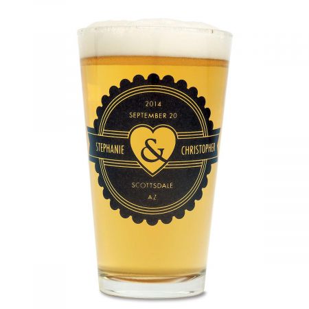 Pint Personalized Beer Glass - Home Wedding