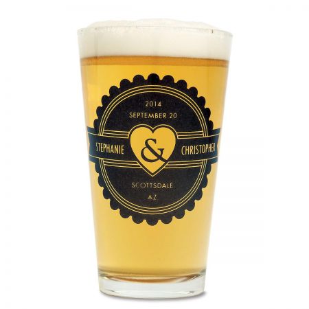 Pint Personalized Beer Glass - Home Wedding