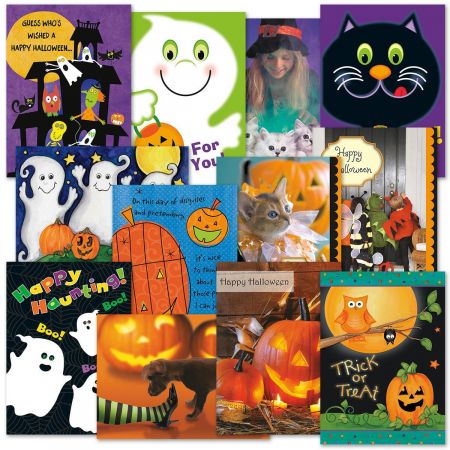 Pack/LOT of 6 Halloween Cards w/ Envelopes-Incredible value
