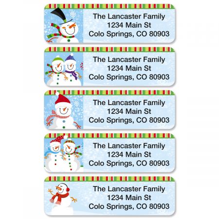 Happy Snowman Rolled Address Labels (5 Designs)