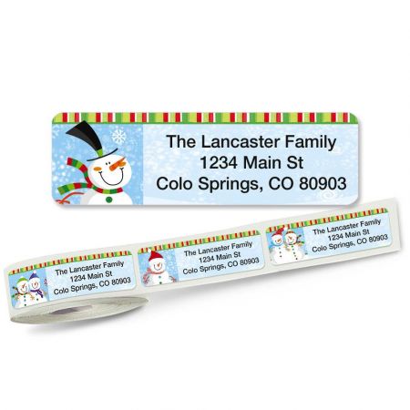 Happy Snowman Rolled Address Labels (5 Designs)