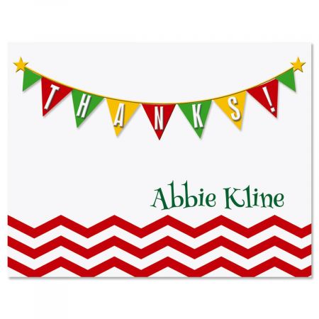 Chevron Banner Personalized Thank You Cards