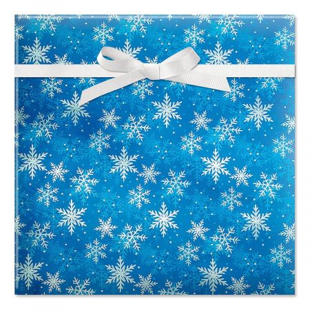 Shimmer Flakes On Blue Foil Rolled Gift Wrap