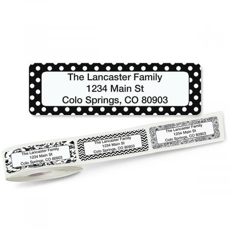 Black and White Rolled Address Labels (5 designs)