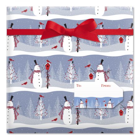 Winter Visitor Jumbo Rolled Gift Wrap and Labels