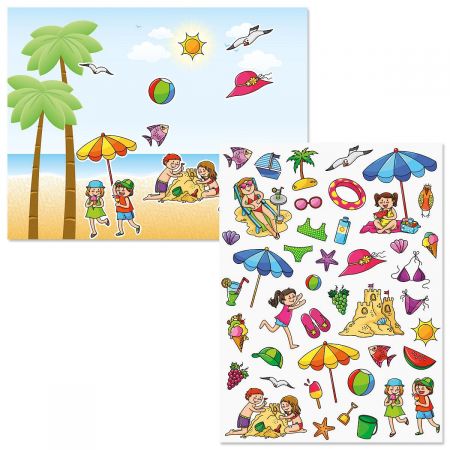 On the Beach Background Scenes and Stickers