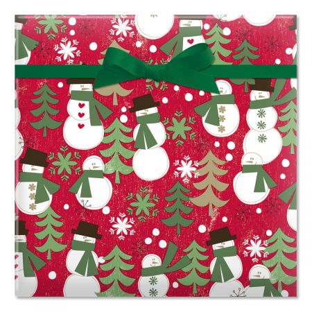 Woodland Snowmen Jumbo Rolled Gift Wrap