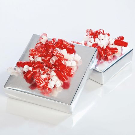 Red and White Curly Bows - Set of 6