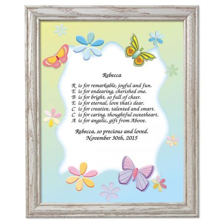 Butterfly Framed Name Poem Print