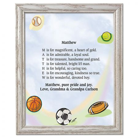 Sports Balls Framed Name Poem Print