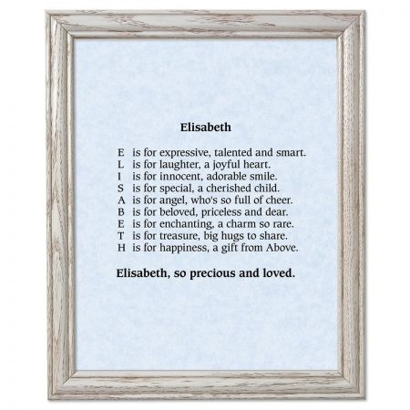 Parchment Blue Framed Name Poem Print