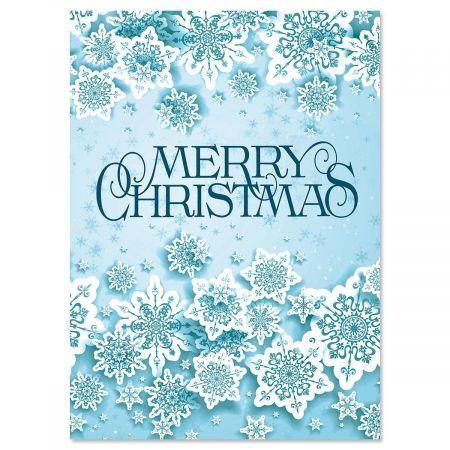Snowflake Frenzy Nonpersonalized Christmas Cards - Set of 72