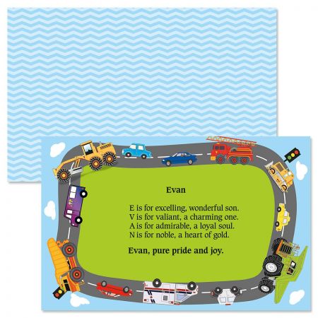 trucks cars name poem kids placemats current catalog