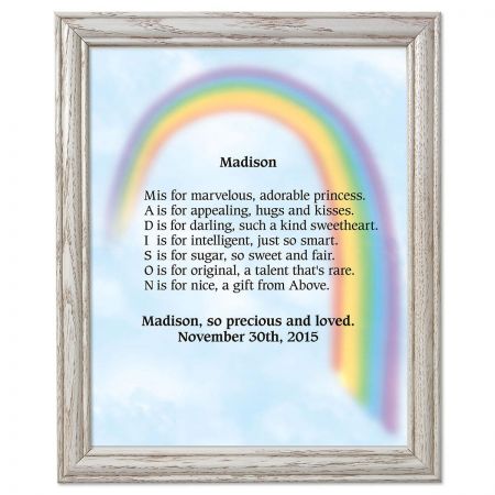 Rainbow Framed Name Poem Print