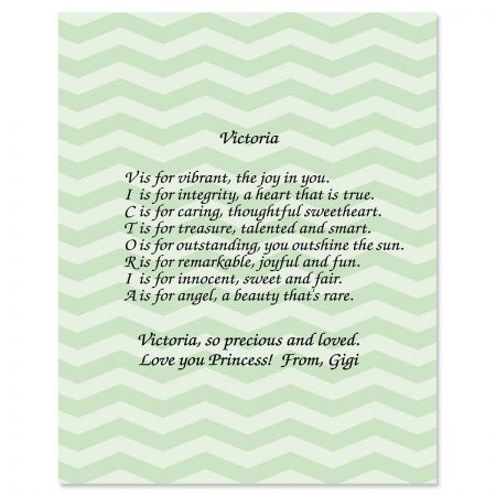 Chevron Mint Name Poem Print
