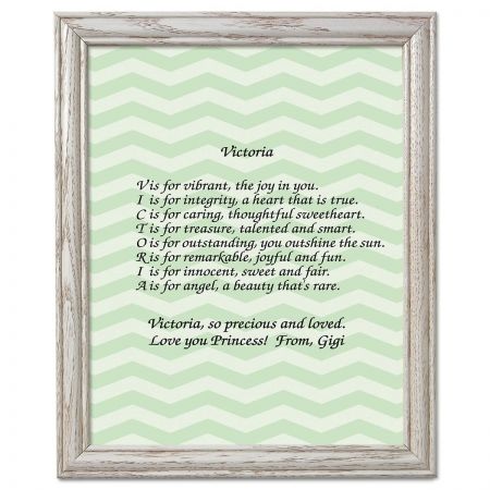 Chevron Mint Name Poem Framed Print