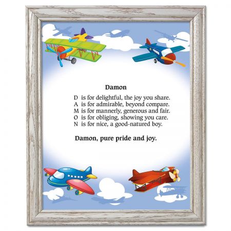Airplane Name Poem Framed Print