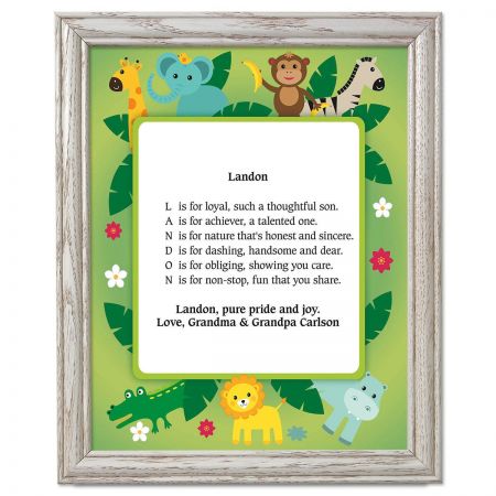 Safari Name Poem Framed Print