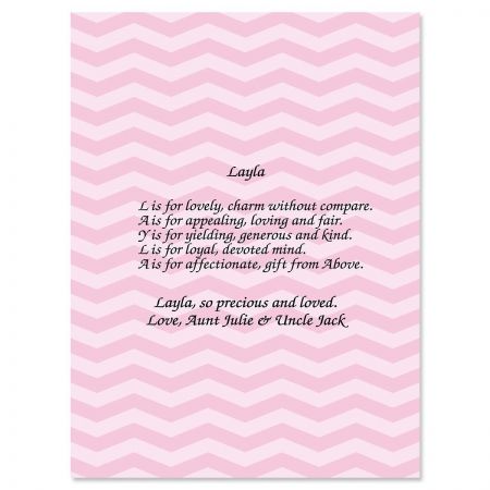 Chevron Pink Name Poem Print