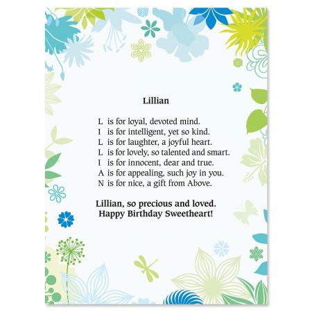Floral Name Poem Print