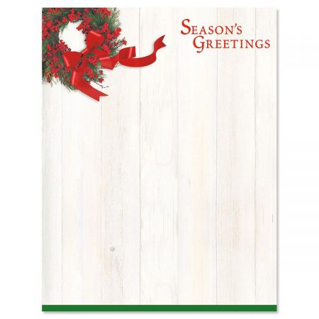 Wreath and Ribbon Christmas Letter Papers
