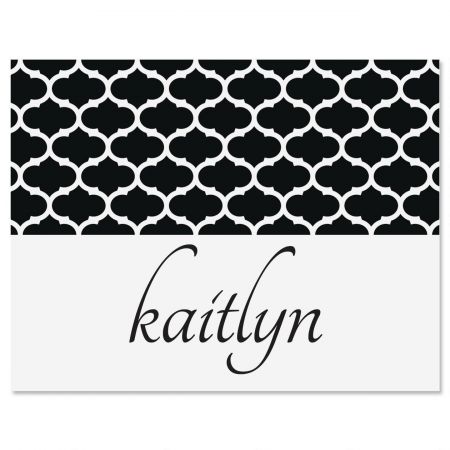 Quatrefoil Script Personalized Note Cards