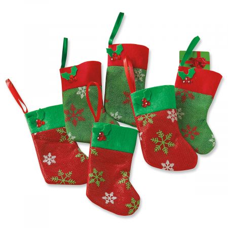 Red & Green Snowflake Stocking Gift Card Holders