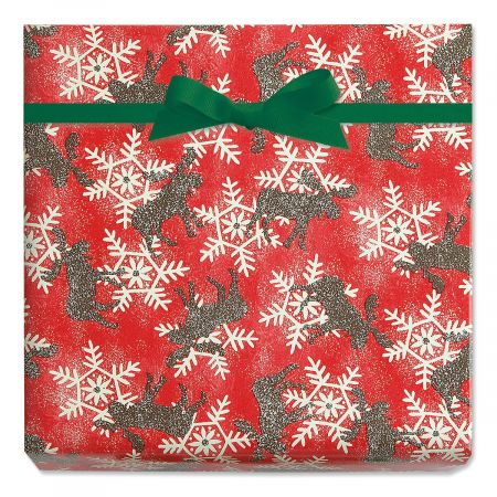 Moose and Snowflakes Jumbo Rolled Gift Wrap