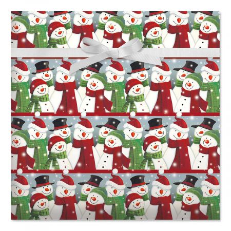 Snowman Gathering Jumbo Rolled Gift Wrap