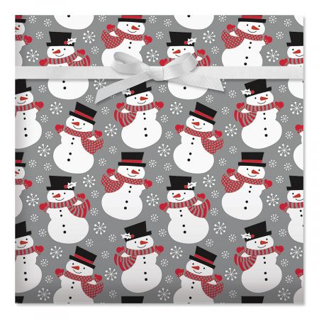 Smiling Snowmen Jumbo Rolled Gift Wrap