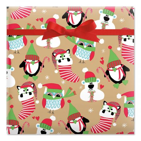 Owls and Foxes Jumbo Rolled Gift Wrap