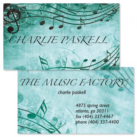 Sheet Music Aqua Double-Sided Business Cards