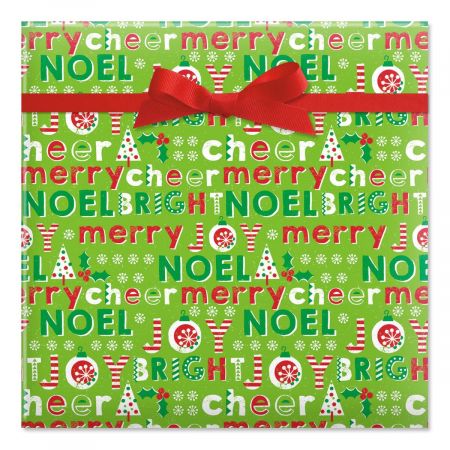 Chalk Icons on Green Jumbo Rolled Gift Wrap