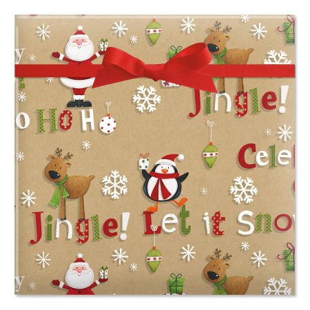 Just a Jingle Kraft Jumbo Rolled Gift Wrap