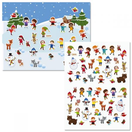 Ice Skating Fun Background Scenes and Stickers