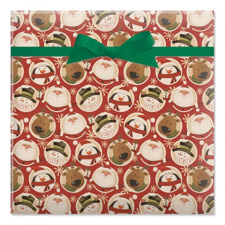 Mixed Folk Characters Jumbo Rolled Gift Wrap